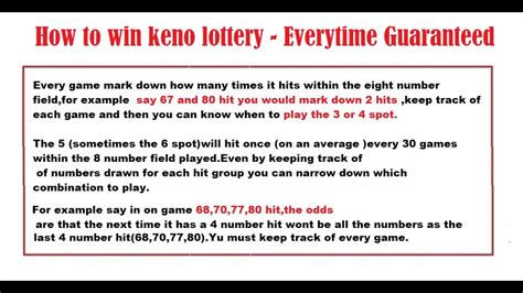 keno lotto tips to win